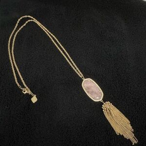 Kendra Scott Gold Pink Stone Necklace with Tassel
